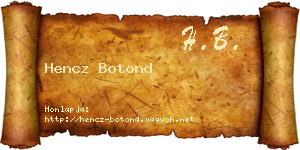 Hencz Botond névjegykártya